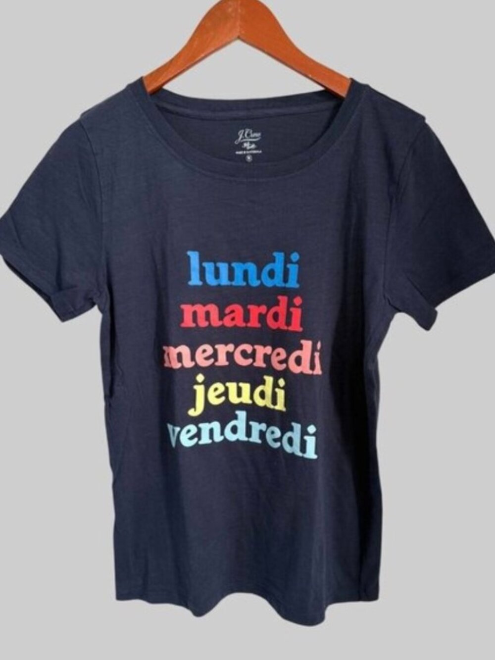J.Crew French Days of the Week Graphic Short Sleeve Tee Shirt